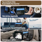 Top and 2 Sides Expandable Cat Carrier 18x13.5x9.5, TSA Airline Approved Dog - Image 2