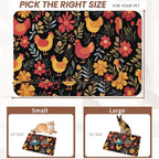 Chicken Rooster Hen Flower Meadow Dog Cat Food Mat, Absorbent Pet Feeding Mat - Image 2