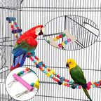 Hamiledyi Bird Parrot Swing Chewing Toy Set 15PCS Wooden Hanging Bell - Image 4