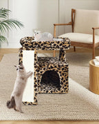 Small Leopard Print Cat Tree for Indoor Cats | Short Tower - Image 2