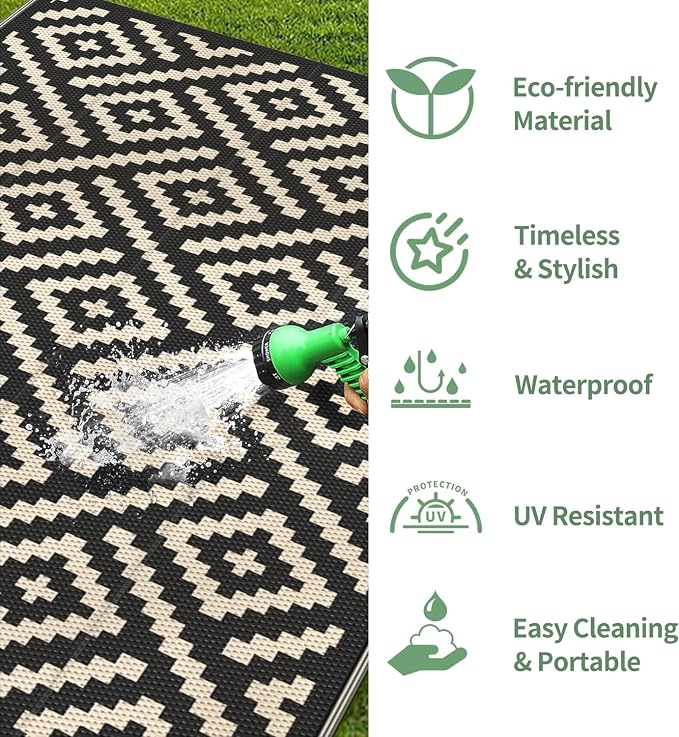 GENIMO Outdoor Rug for Patio Clearance, Reversible Plastic Straw Rugs for RV - Image 5