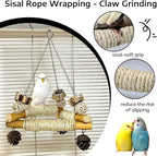 Bird Swing for Cage with Chew Toys, 3 Sisal-Wrapped Parrot Perches & Stable - Image 5