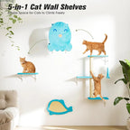 COZIWOW 4-Piece Wall-Mounted Cat Tree Set – Sturdy Wood Pet House, Scratching - Image 3