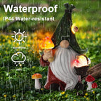 Mushroom-Picking Gnome Solar Garden Statue - Image 5