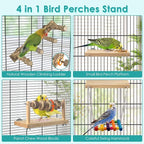 4 Pcs Bird Perch with Swing, Parrot Perches Platform with Chew Blocks, Natural - Image 3