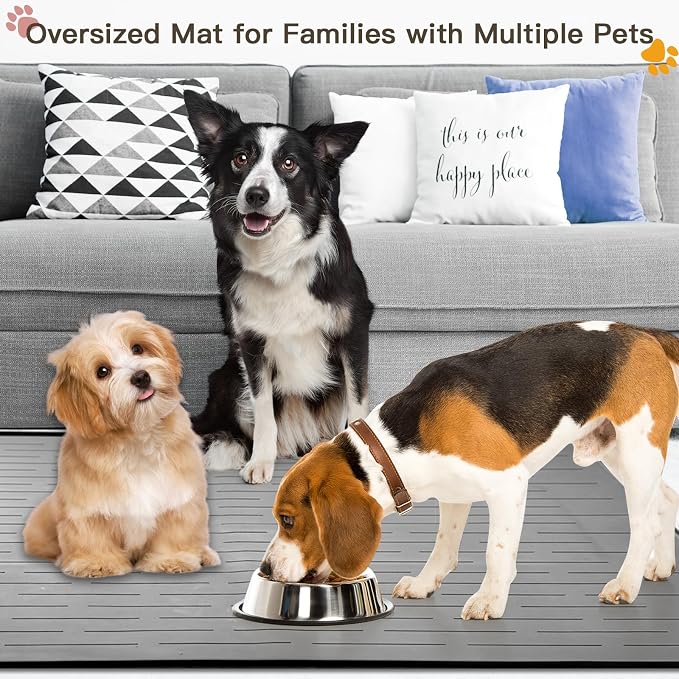 Largest Dog Food Mat, Thinken Waterproof Non-Slip XXXL Pet Feeding Mat - Image 3