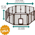 MyPet 8-Panel Petyard Passage: 6.5 ft. Wide 26 in. Tall Brown Freestanding - Image 8