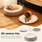 FUKUMARU Dog Bed, Calming Donut Dog Beds, Plush Faux Fur&Corduroy Cat Beds - Image 5