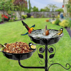 32.7 Inch Metal Bird Bath for Outside, Double Bowls Bird Baths for Outdoors - Image 7