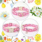Summer Daisy Dog Collar, Cute Floral Adjustable Pink Dog Collars - Image 5