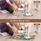 Floral Dog Food Mat for Floors, Cute Mandala Flower Absorbent Quick-Dry Pet - Image 5