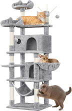 Yaheetech Cat Tree, 67in Large Tower w/ 3 Removable Teaser Sticks, 2 Kitten-Ear - Image 2