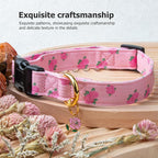 Cotton Handmade Dog Collar Cute and Distinctive Patterns Pink Rose - Image 5