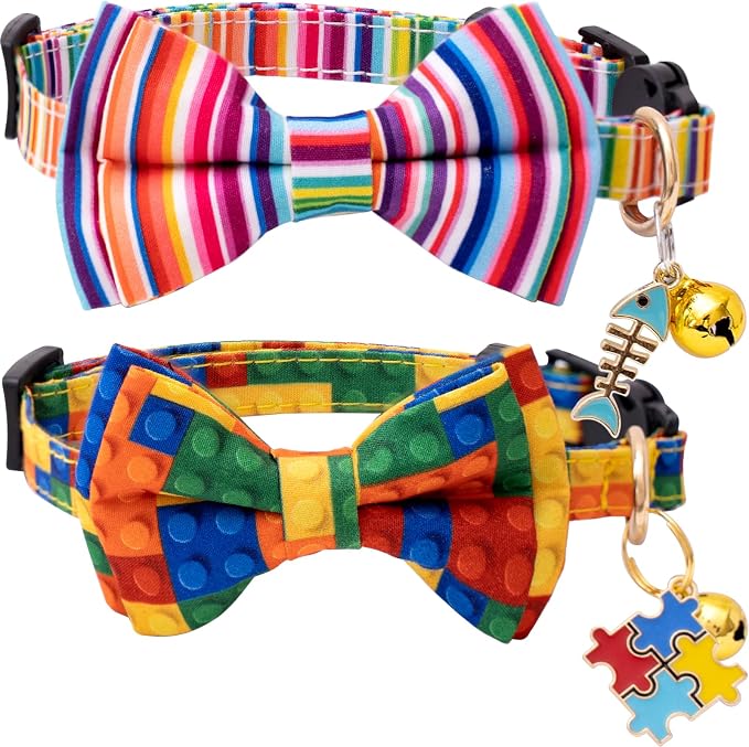 Faygarsle 2 Pack Breakaway Bowtie Cat Collar by Faygarsle