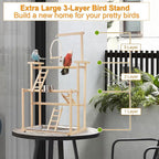 Pet Parrot Playstand Parrots Bird Playground Bird Play Stand Wood Perch Gym - Image 5