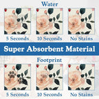 Pink Flower Leaf Pet Feeding Mat–Christmas Stocking Quick Dry Absorbent Dog Cat - Image 3