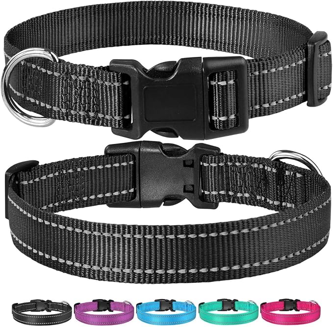 Reflective Dog Collar with Buckle Adjustable Safety Nylon Collars - Image 6