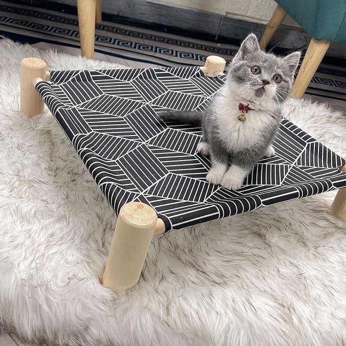 Pozico Cat/Dog Bed Hammock Cat Bed, Wooden Dog Elevated Indoor Outdoor Beds - Image 2