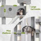 Cat Tree for Large Cats, 78.7" Tall Cat Tower for Indoor Cats Multiple Cats - Image 4