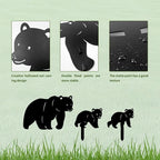 3 Pack Bear Metal Garden Decorative Stakes, Weather Proof Silhouette Statues - Image 4