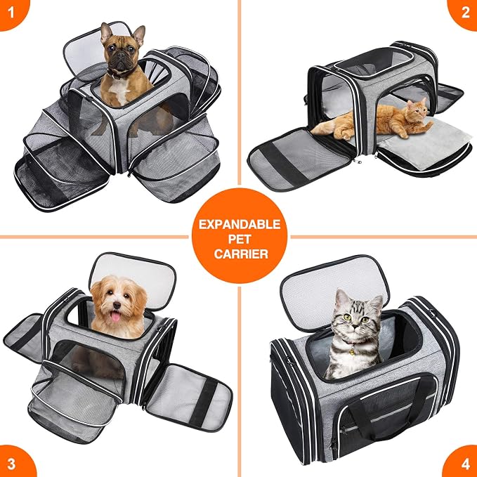 TSA Airline Approved Soft Sided Pet Carrier Top Loading 4 Side Expandable Large - Image 8