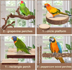 Parrot Perch Bird Perch Stand Set Natural Wild Wood Grape Sticks Paw Grinding - Image 6