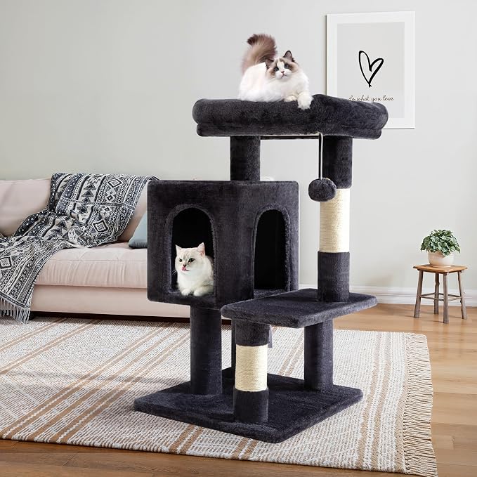 Allewie 29 Inches Cat Tree Tower/Plush Perches Platform/Condo/House/Sisal - Image 2