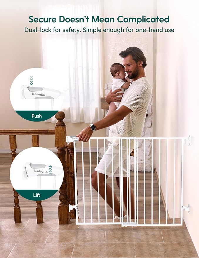 Babelio Baby Gate for Stairs, Kitchen & Doorways, No Bottom Bar| Easy Install| - Image 5