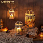 NUPTIO Decorative Bird Cage Lantern: 2 Set of 10 inch Tall Rustic White - Image 2