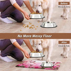 Rose Pink Dog Cat Food Mat, Butterfly Absorbent Pet Feeding Mat - Image 5