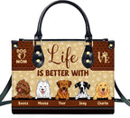Personalized Pet Mom Leather Handbag – Custom Name Dog Cat Photo Purse - Image 5