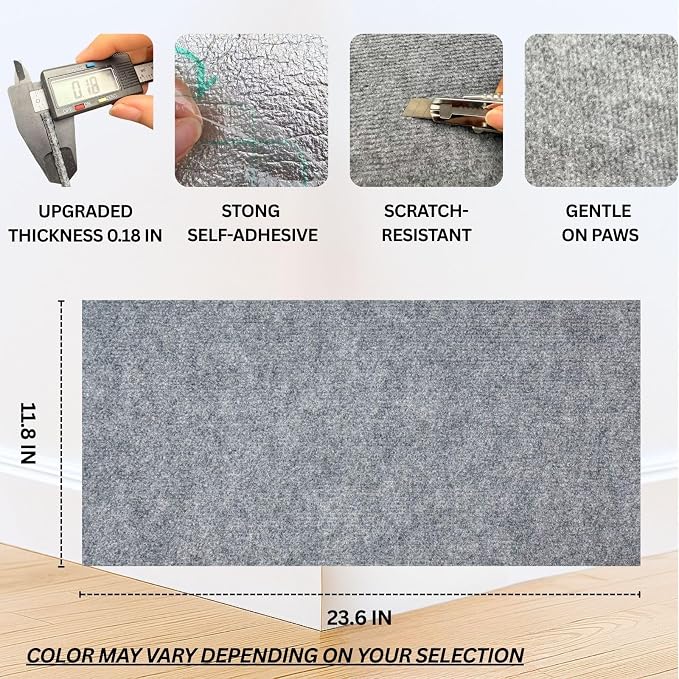 Cat Scratch Mat, 23.6’’ x 11.8’’ Wall Corner Scratcher, Versatile Self-Adhesive - Image 2