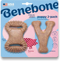Benebone Puppy 2-Pack Dental Chew/Wishbone Dog Chew Toys, Made in USA, Real by Benebone