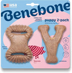 Benebone Puppy 2-Pack Dental Chew/Wishbone Dog Chew Toys, Made in USA, Real by Benebone
