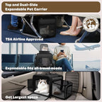 Top and 2 Sides Expandable Cat Carrier 17x11x11, TSA Airline Approved Dog - Image 2