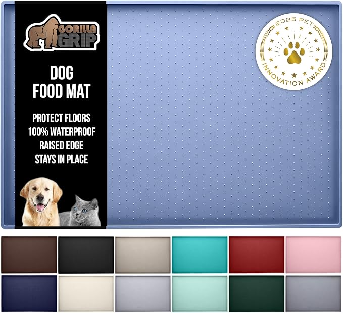 GORILLA GRIP 100% Waterproof Raised Edge BPA Free Silicone Pet Feeding Mat by GorillaGrip
