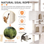 BestPet | 54" Cat Tree Tower | Beige | Sturdy, Hanging Cat Toys, Observation - Image 4