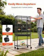 VEVOR Bird Cage, 24.6 x 16.7 x 53.9 inch, Flat Top, Wrought Iron Bird Flight - Image 5