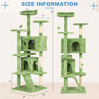 FDW | 70" Cat Tree Tower | Green | Multi-Level Indoor Activity Center - Image 7