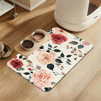 Pink Flower Leaf Pet Feeding Mat–Christmas Stocking Quick Dry Absorbent Dog Cat by LUTASER