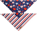 Realeaf 4th of July Dog Bandanas 2 Pack, Reversible American Flag Pet Scarf - Image 3