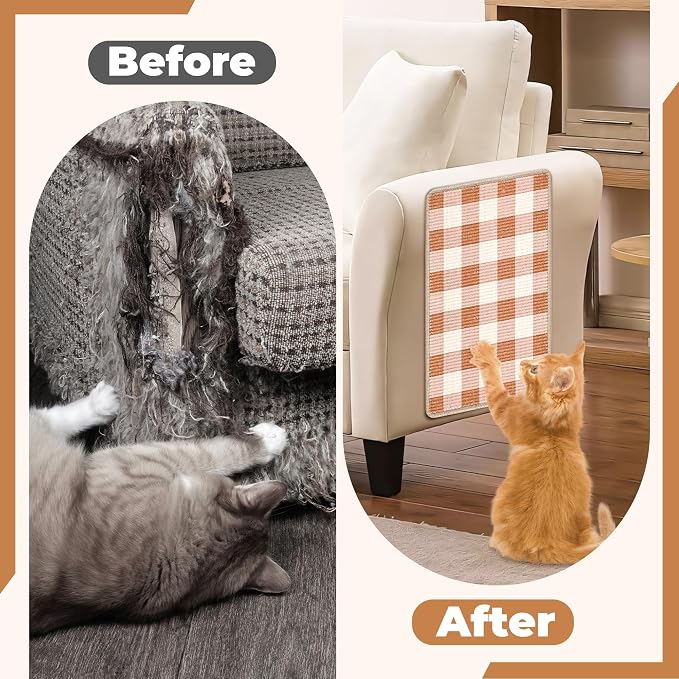 Cat Scratcher Mat, 23.6x15.7 Inch Natural Sisal Cat Scratch Pad, Horizontal Cat - Image 5