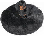 Calming Donut Dogs Beds for Small Dogs Washable, 28inch Plush Round Pet Bed for by nononfish
