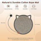 Cat Scratcher Mat, Natural Cotton Rope Cat Scratch Pad, 15.7'' Round Horizontal - Image 2