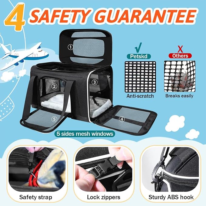 Petskd Top-Expandable Pet Carrier 18x13x9.5 Inches Southwest Airline Approved - Image 5