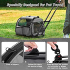 Large Pet Carrier with Wheels, Foldable Rolling Dog Carrier with Big Pocket - Image 4