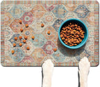 Moroccan Trellis Dog Food & Water Mat, Mexican Talavera Boho Colorful Pet - Image 2