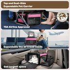 Top and 2 Sides Expandable Cat Carrier 18x13.5x9.5, TSA Airline Approved Dog - Image 2