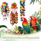 3 Pcs Extra Large Bird Parrot Toy Multicolored Natural Wooden Parrot Cage - Image 4