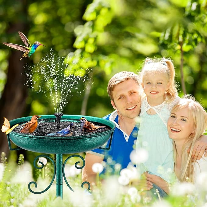 Daoeny 35In Metal Bird Bath for Outside, Vintage Freestanding Birdbaths & - Image 5